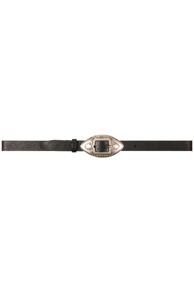 Ayla Leather Belt | Black/Silver