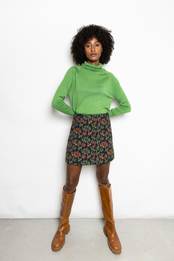 Pepper Skirt | Green/orange flower